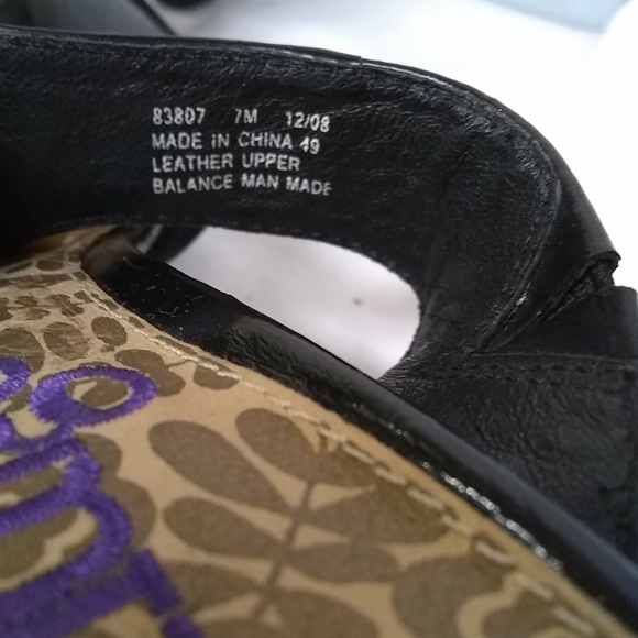 Indigo Womens Sandals 3" Wedge Cork Heels Black Leather Band  Slide On Size 7M - Picture 7 of 8